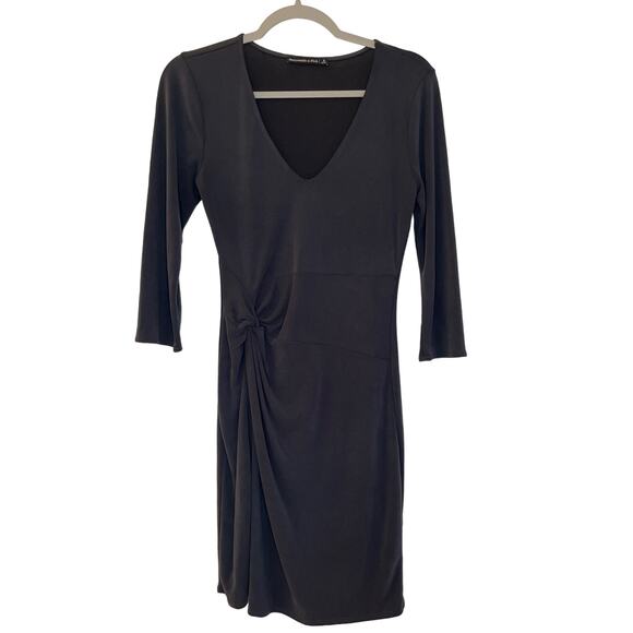 Abercrombie & Fitch 3/4 Sleeve Mini Dress Size S Gray Stretch V-Neck Flaw - Picture 1 of 7